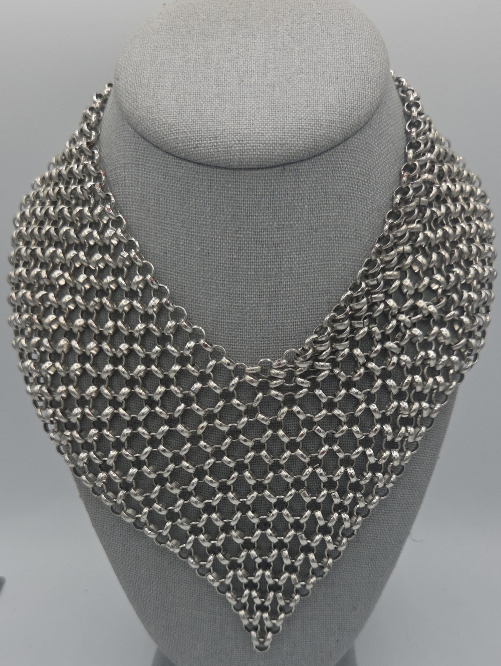 5 for $25! Silver Tone Mesh Chain Bib Necklace